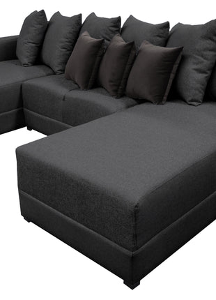 Sala Esquinera Modular en U El Bazar Store Oslo Lino Gris Plata 160x290x160 cm 3 Piezas