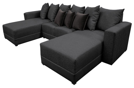 Sala Esquinera Modular en U El Bazar Store Oslo Lino Gris Plata 160x290x160 cm 3 Piezas