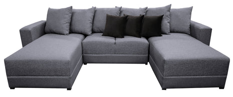 Sala Esquinera Modular en U El Bazar Store Oslo Lino Gris Plata 160x290x160 cm 3 Piezas