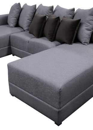 Sala Esquinera Modular en U El Bazar Store Oslo Lino Gris Plata 160x290x160 cm 3 Piezas