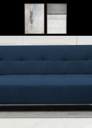 Sofa Cama Paris Lino Azul Marino, Brazos plegables, El Bazar Store, Futon 3 posiciones