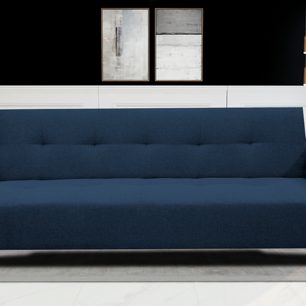Sofa Cama Paris Lino Azul Marino, Brazos plegables, El Bazar Store, Futon 3 posiciones