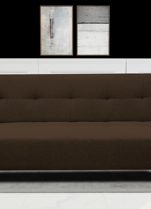 Sofa Cama Paris Lino Chocolate, Brazos plegables, El Bazar Store, Futon 3 posiciones