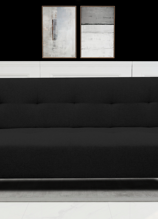 Sofa Cama Paris Lino Negro, Brazos plegables, El Bazar Store, Futon 3 posiciones