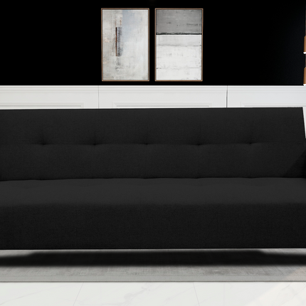 Sofa Cama Paris Lino Negro, Brazos plegables, El Bazar Store, Futon 3 posiciones