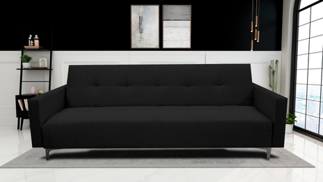 Sofa Cama Paris Lino Negro, Brazos plegables, El Bazar Store, Futon 3 posiciones