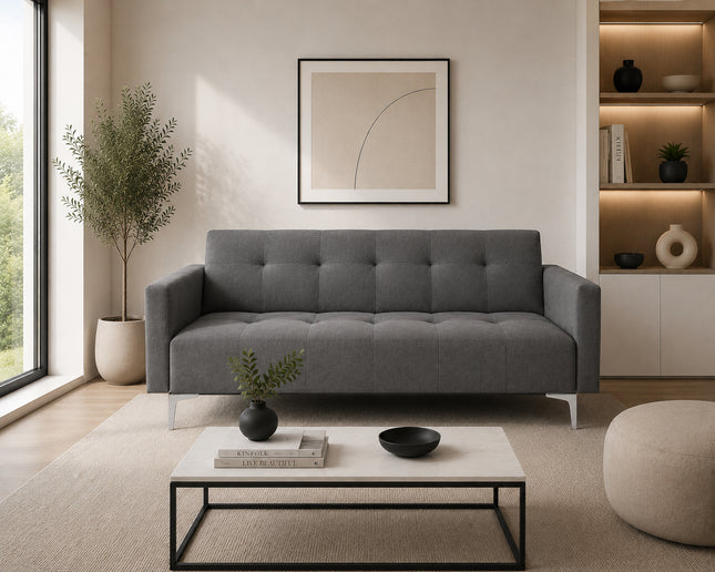 Sofa Cama Paris Lino, Brazos plegables, El Bazar Store, Futon 3 posiciones