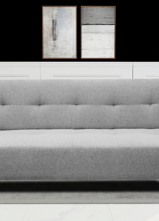 Sofa Cama Paris Lino Plata, Brazos plegables, El Bazar Store, Futon 3 posiciones