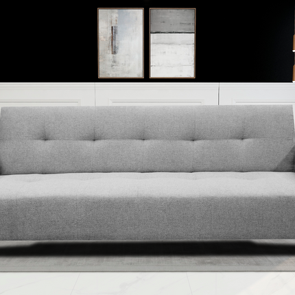 Sofa Cama Paris Lino Plata, Brazos plegables, El Bazar Store, Futon 3 posiciones