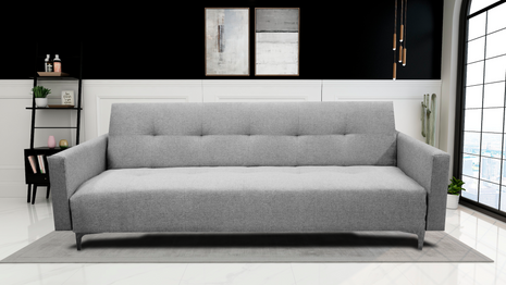 Sofa Cama Paris Lino Plata, Brazos plegables, El Bazar Store, Futon 3 posiciones