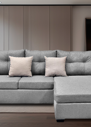 Sala Esquinera El Bazar Store Hermes Gris plata 225x165 cm, Lado Izquierdo y derecho, Lino nacional