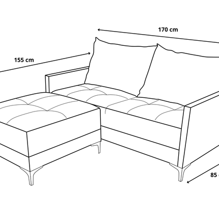 Sala Esquinera Modular El Bazar Store Montana Negro 170x155 cm, Tela Lino nacional. Love seat y taburete