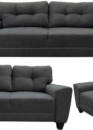 Sala Modular 3-2-1 El Bazar Store Sidney Gris oxford, Sofa, Love seat y sillon