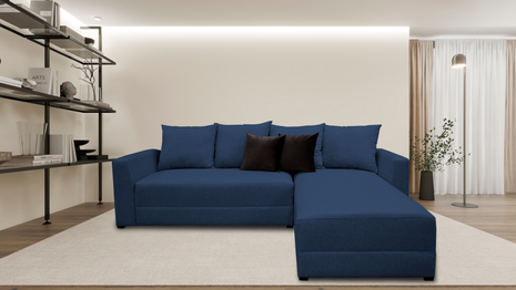 Sala Esquinera Samso Lino Azul Marino- 240x180 cm, El Bazar Store