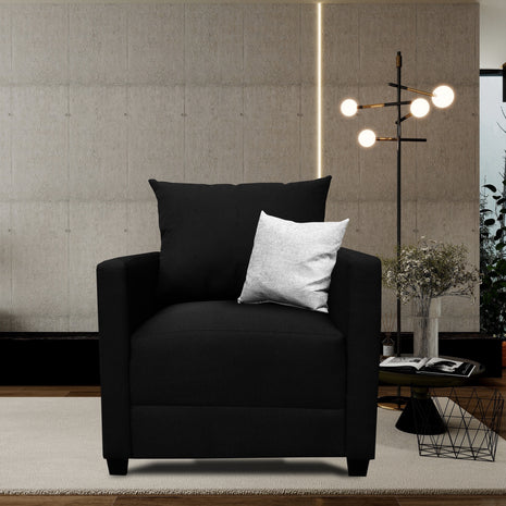 Sillón El Bazar Store Atlanta Lino Negro 1 plaza Modular Moderno