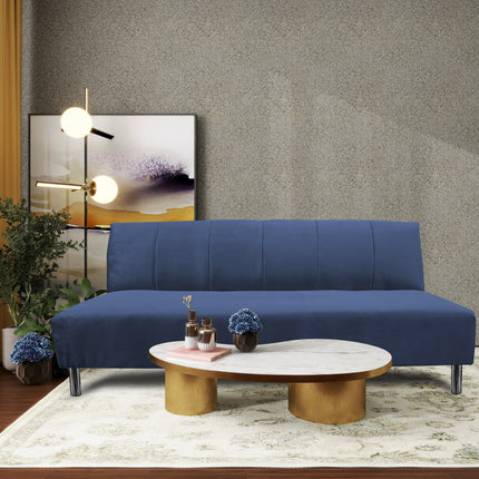Sofa Cama Reclinable El Bazar Store Miami Azul marino terciopelo, Futon 3 posiciones, Sala, Love Seat