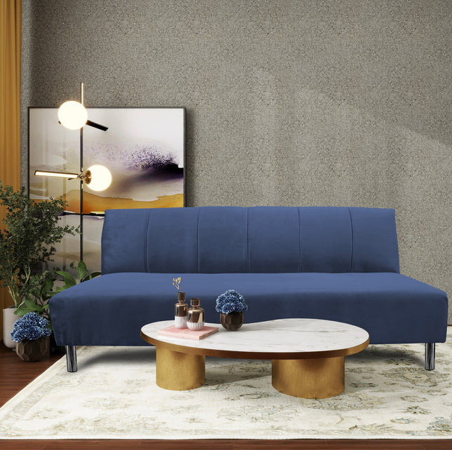 Sofa Cama Reclinable El Bazar Store Miami Azul marino terciopelo, Futon 3 posiciones, Sala, Love Seat