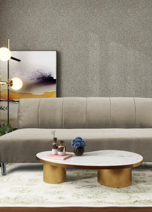 Sofa Cama Reclinable El Bazar Store Miami Beige terciopelo, Futon 3 posiciones, Sala, Love Seat