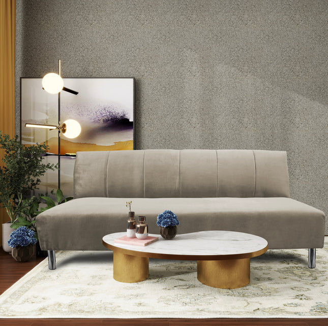 Sofa Cama Reclinable El Bazar Store Miami Beige terciopelo, Futon 3 posiciones, Sala, Love Seat