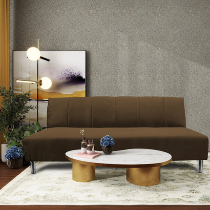 Sofa Cama Reclinable El Bazar Store Miami Chocolate terciopelo, Futon 3 posiciones, Sala, Love Seat