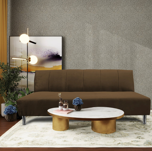 Sofa Cama Reclinable El Bazar Store Miami Chocolate terciopelo, Futon 3 posiciones, Sala, Love Seat