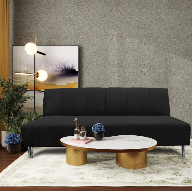 Sofa Cama Reclinable El Bazar Store Miami Negro terciopelo, Futon 3 posiciones, Sala, Love Seat