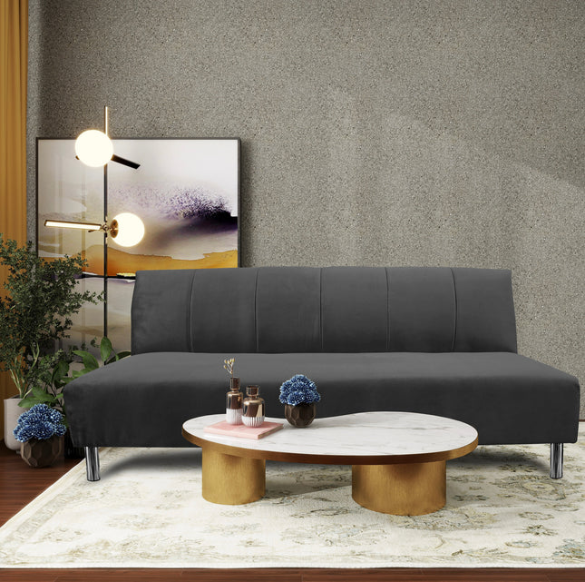Sofa Cama Reclinable El Bazar Store Miami Gris Oxford terciopelo, Futon 3 posiciones, Sala, Love Seat