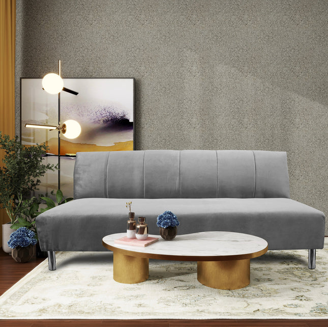 Sofa Cama Reclinable El Bazar Store Miami Plata terciopelo, Futon 3 posiciones, Sala, Love Seat