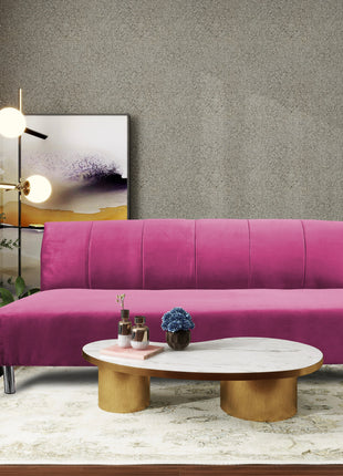 Sofa Cama Reclinable El Bazar Store Miami Rosa terciopelo, Futon 3 posiciones, Sala, Love Seat