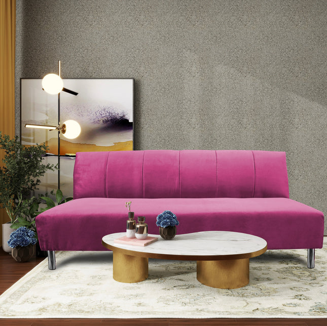 Sofa Cama Reclinable El Bazar Store Miami Rosa terciopelo, Futon 3 posiciones, Sala, Love Seat