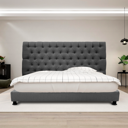 Cabecera Capitonada Soho Gris Oxford - Individual, Matrimonial, Queen, King Size, El Bazar Store