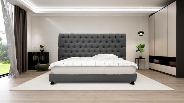 Cabecera Capitonada Soho Gris Oxford - Individual, Matrimonial, Queen, King Size, El Bazar Store