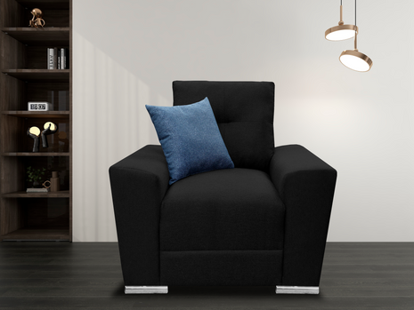 Sillon El Bazar Store Suecia Lino Negro 1 plaza, Modular, Moderno, Sala