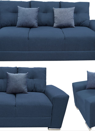 Sala Modular 3-2-1 El Bazar Store Suecia Azul Marino, Sofa, Love seat y sillon