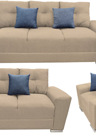 Sala Modular 3-2-1 El Bazar Store Suecia Beige, Sofa, Love seat y sillon