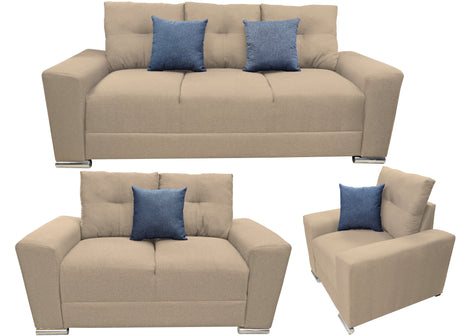 Sala Modular 3-2-1 El Bazar Store Suecia Beige, Sofa, Love seat y sillon