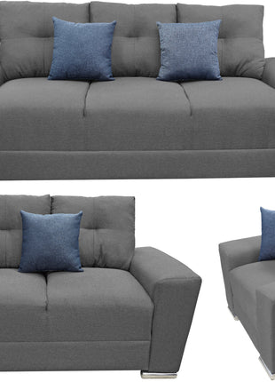 Sala Modular 3-2-1 El Bazar Store Suecia Gris Oxford, Sofa, Love seat y sillon
