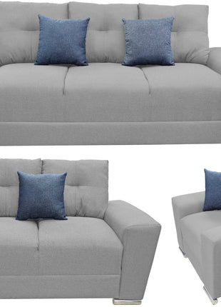 Sala Modular 3-2-1 El Bazar Store Suecia Gris plata, Sofa, Love seat y sillon