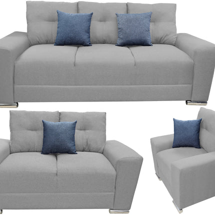 Sala Modular 3-2-1 El Bazar Store Suecia Gris plata, Sofa, Love seat y sillon