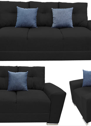 Sala Modular 3-2-1 El Bazar Store Suecia Negro, Sofa, Love seat y sillon