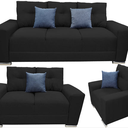 Sala Modular 3-2-1 El Bazar Store Suecia Negro, Sofa, Love seat y sillon