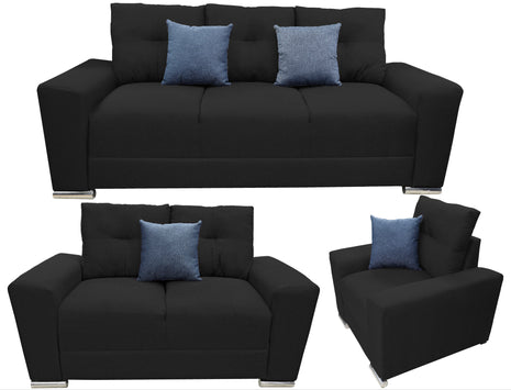 Sala Modular 3-2-1 El Bazar Store Suecia Negro, Sofa, Love seat y sillon
