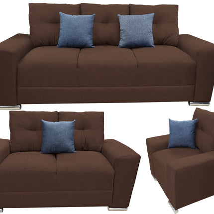 Sala Modular 3-2-1 El Bazar Store Suecia Chocolate, Sofa, Love seat y sillon