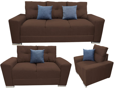 Sala Modular 3-2-1 El Bazar Store Suecia Chocolate, Sofa, Love seat y sillon