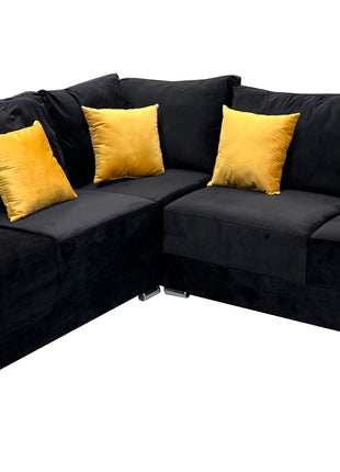 Sala Corbel - Esquinera en "U" Terciopelo Negro, 200x315x255 cm, 4 salas en 1, El Bazar Store