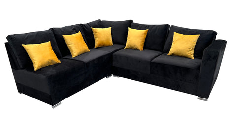 Sala esquinera Bazar Store Tempo Negro 215 x 255 cm Terciopelo