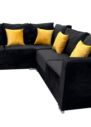Sala esquinera Bazar Store Tempo Negro 215 x 255 cm Terciopelo