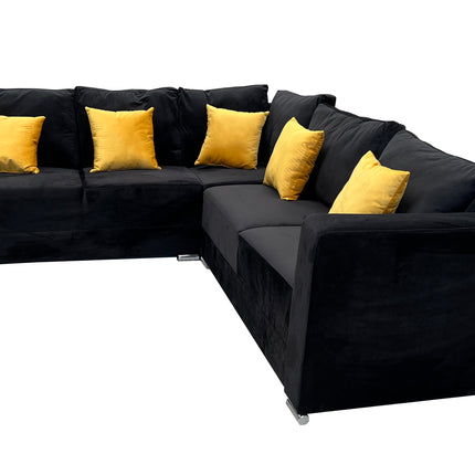 Sala esquinera Bazar Store Tempo Negro 215 x 255 cm Terciopelo