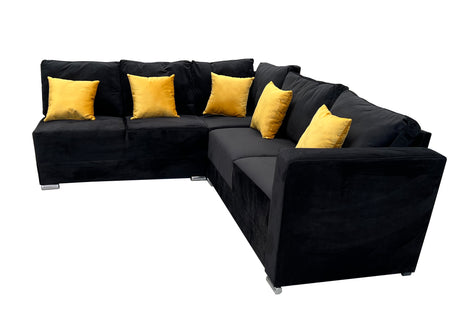 Sala esquinera Bazar Store Tempo Negro 215 x 255 cm Terciopelo