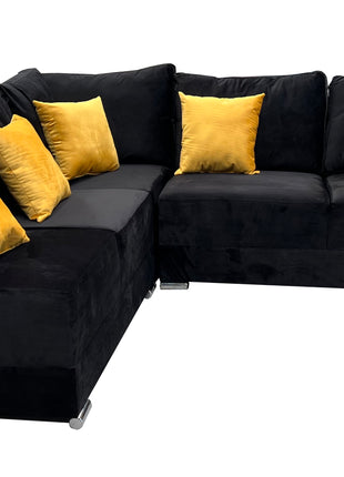 Sala esquinera Bazar Store Tempo Negro 215 x 255 cm Terciopelo